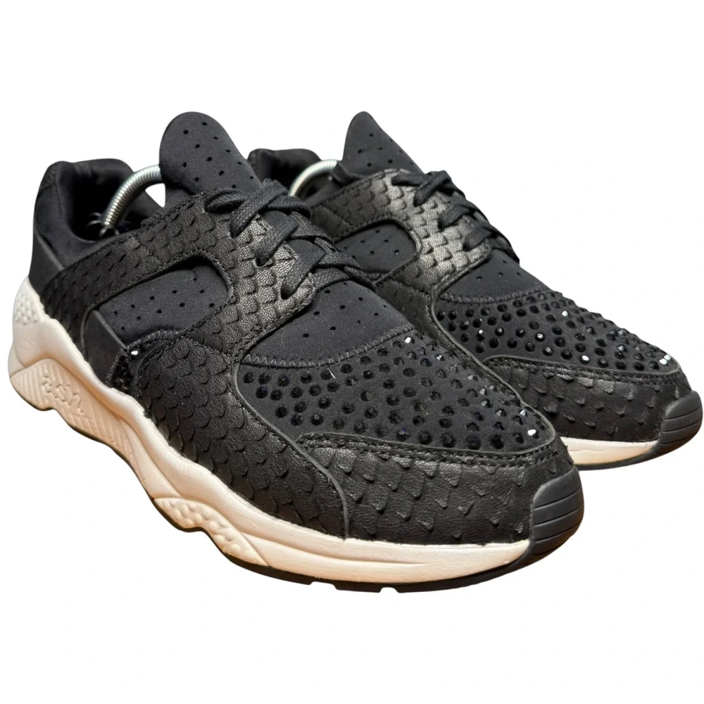 Ash Mood Women's 38/US 7 Black Sneakers Rhinestones Faux Snake Neoprene Shoes